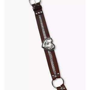 Zara Brown Leather Belt with Silver Hearts